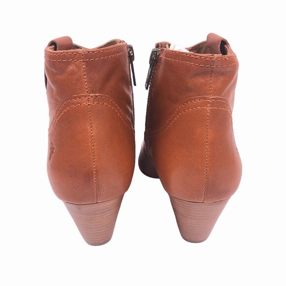Frye Reina Bootie Leather Ankle Boots 6.5 Western Cognac Brown New Minor Defects - Picture 4 of 9